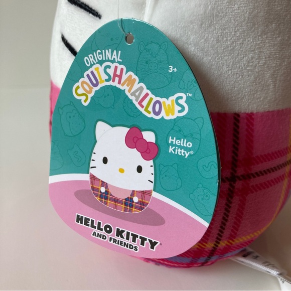 Squishmallow Kellytoy Plush Hello Kitty Sanrio 8" Hello Kitty Plaid New with Tag - Picture 5 of 6
